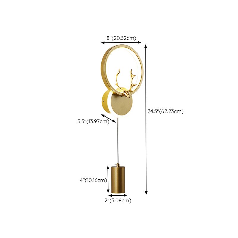 Modern LED Metal Wall Sconce Circle Shape Wall Light with Acrylic Shade for Bedroom