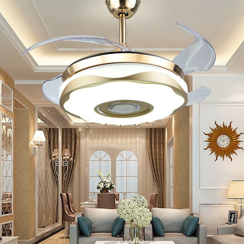 Einfachheit Blume 4 Klingen Halbmontage Licht Acryl Wohnzimmer LED Deckenventilator, 19 "breit