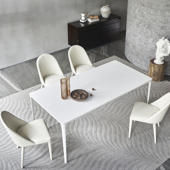Modern Style White Dining Table Sintered Stone Rectangle Table for Home