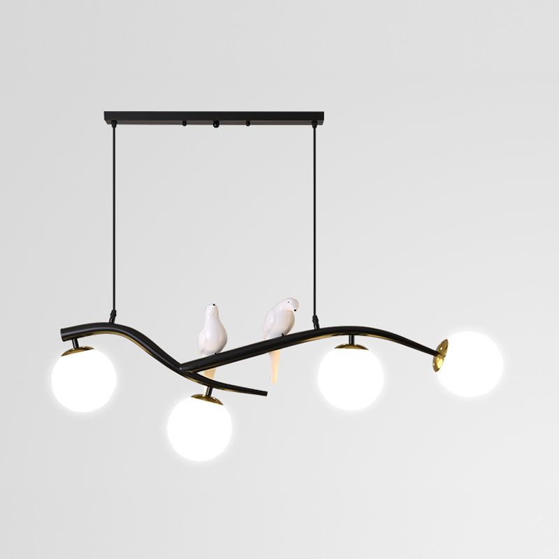 Contemporáneo de lámparas de la isla Sphere Glass 4 luces de la isla