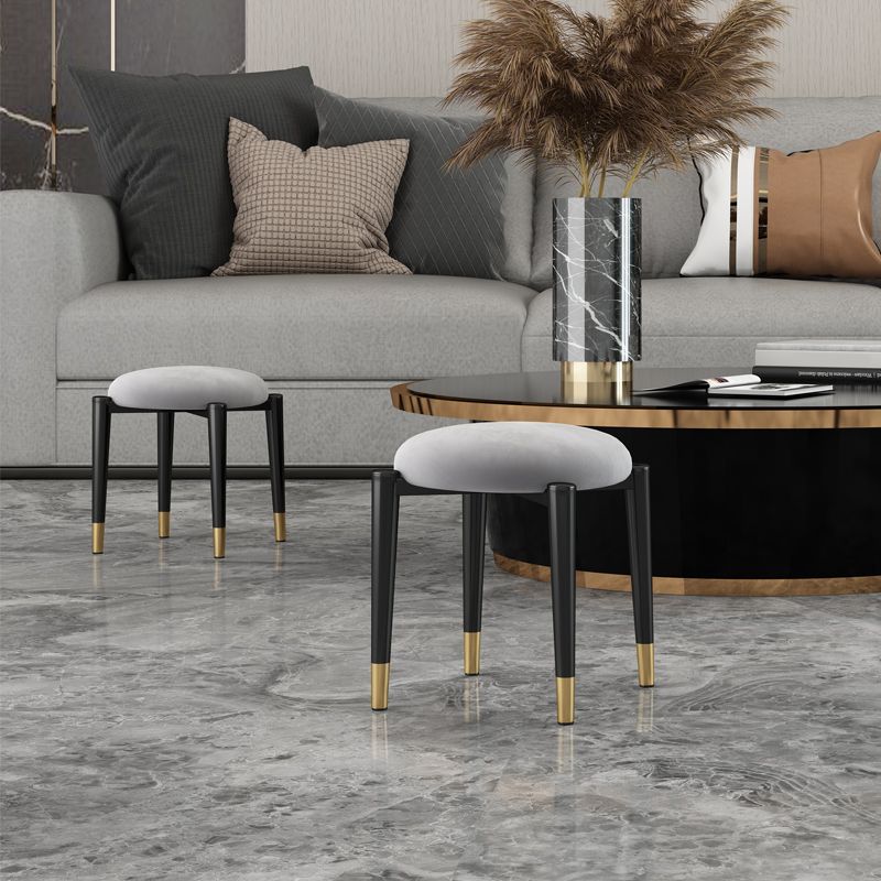 Contemporary Round Water Resistant Ottoman Faux Leather Upholstered Standard