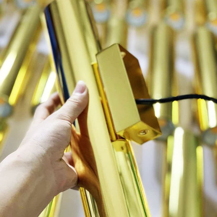 Cylindrical Aluminum LED Wall Light Post-modern Simplicity Metal Bedside Lamp in Electroplated Gold