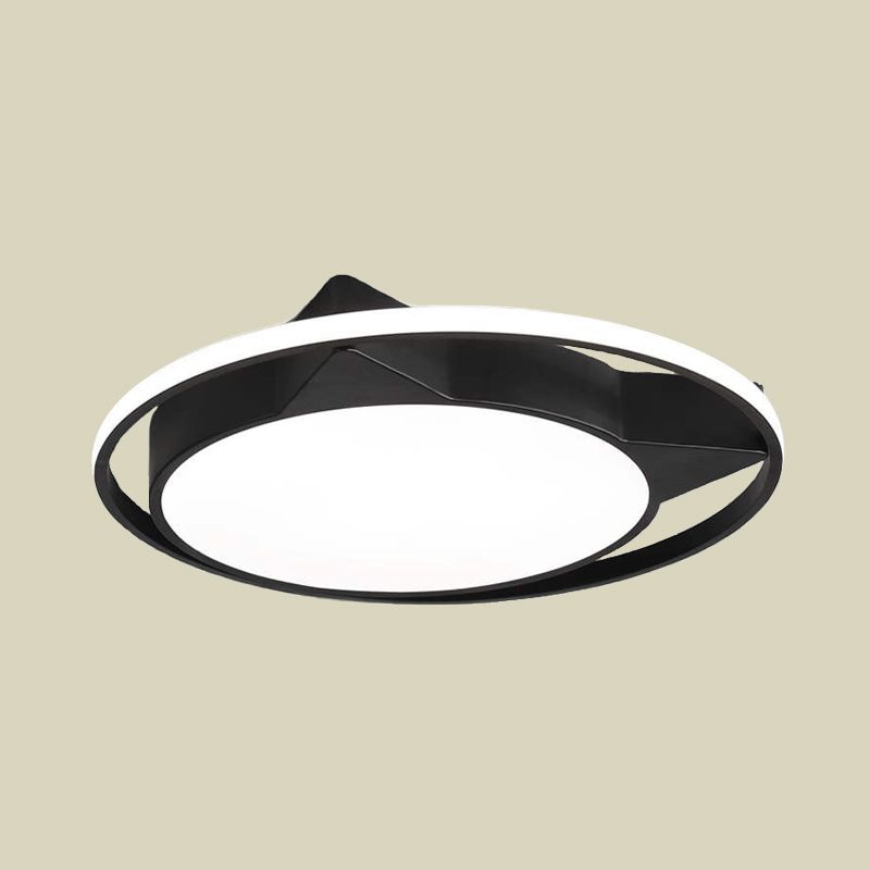 Acrylic Cat Flush Light Modern Style LED Black Close to Ceiling Lighting in White/Warm Light