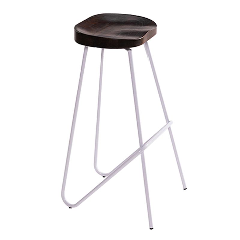 Industrial Bar and Counter Stool Solid Wood Stool with White Base