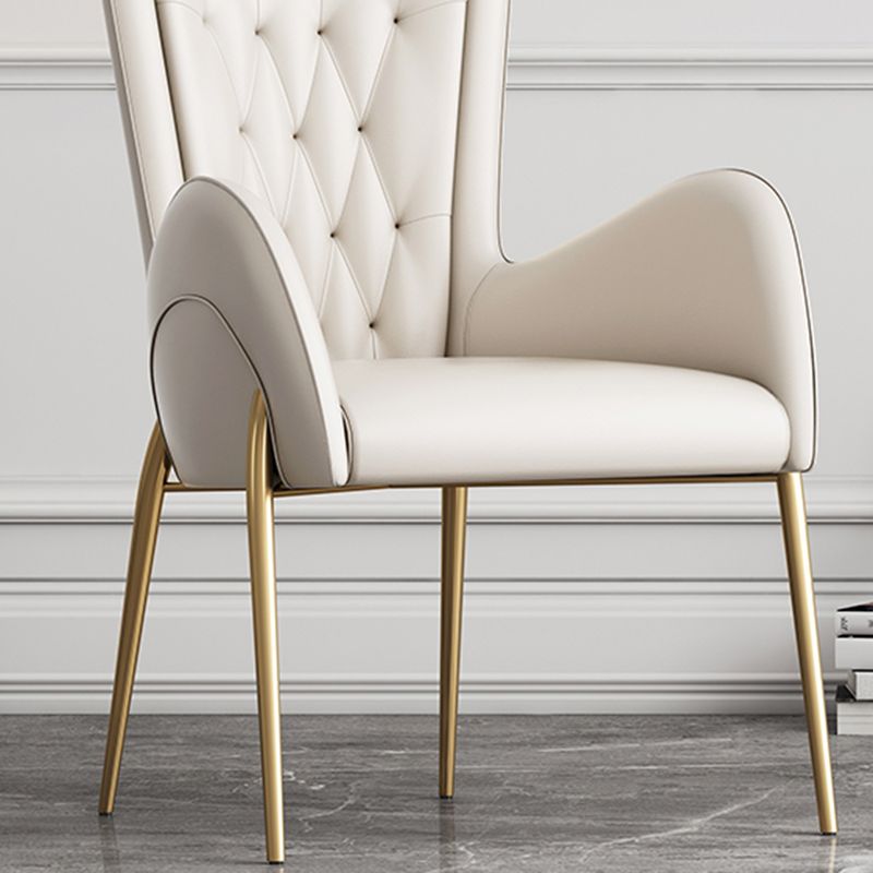 Metal Glam Style Side Chair Parsons Arm Chair with Gold Legs