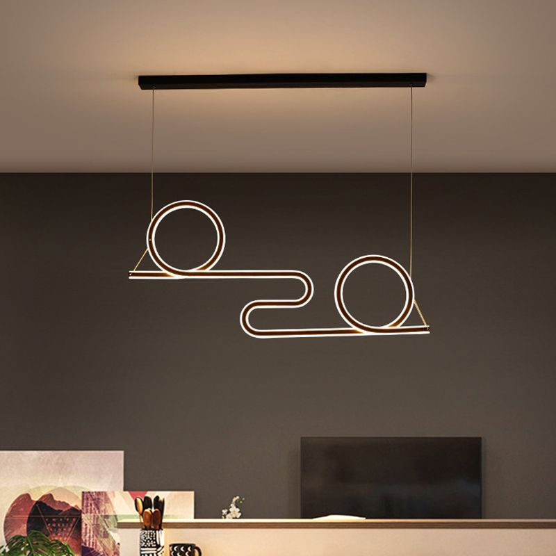 Salle à manger torsadée Pendante Light acrylique LED de suspension de plafond contemporain en noir