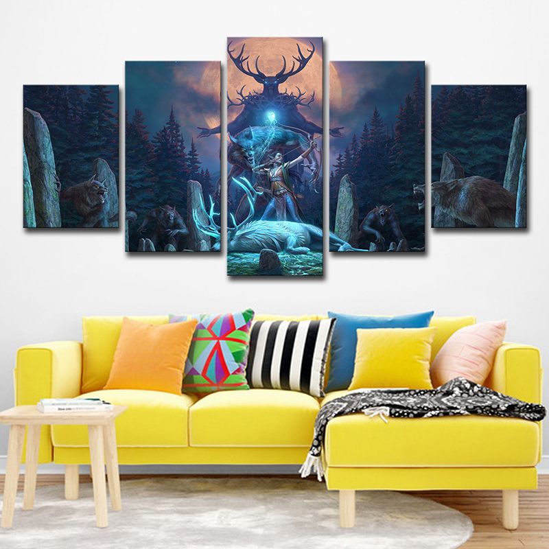 Blue Kids Canvas Digital Print the Elder Scrolls Online Wall Art for Teen Room