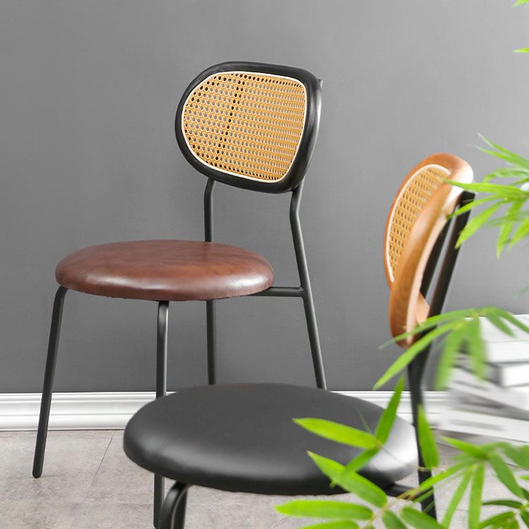 Faux Leather Armless Dining Chair Contemporary Open Back Dining Room Side Chair