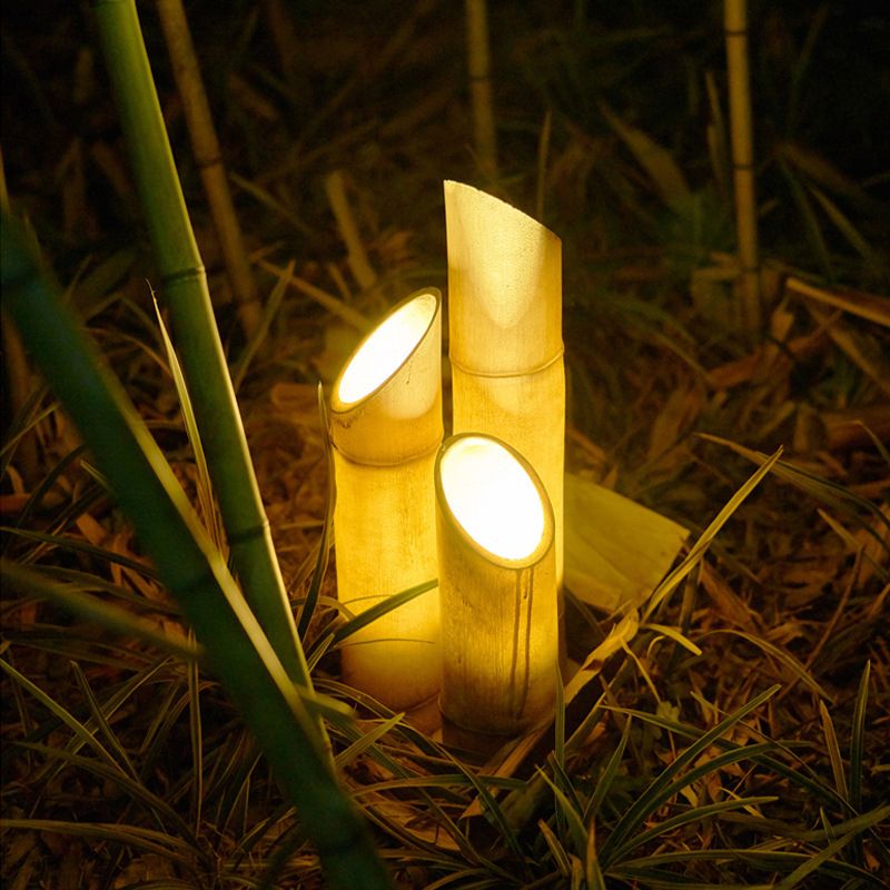 Bamboo Culm Shaped Resin LED Stake Light Modern Green Lawn Lighting for Courtyard