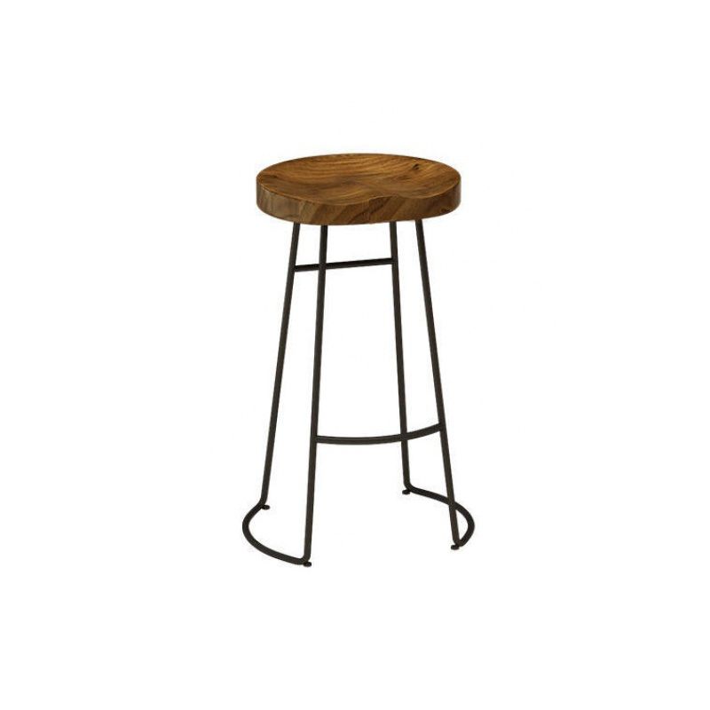 Armless Solid Wood Dining Stool Contemporary Bar Stool with Footrest