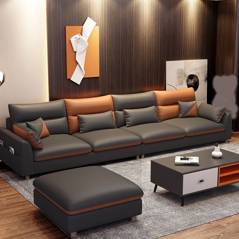 Faux Leather Sectional Sofa with Storage 35.43" High Sofa with Cushion Back