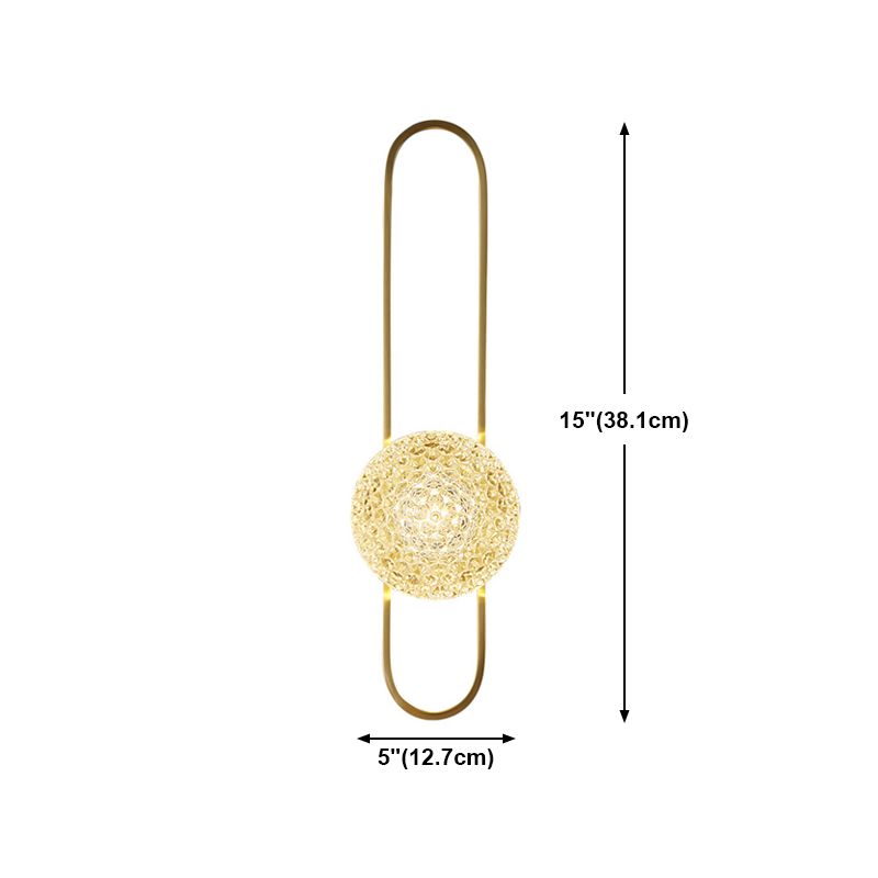 Modern Glass Wall Light Globe 15" High Wall Sconce in Gold for Living Room