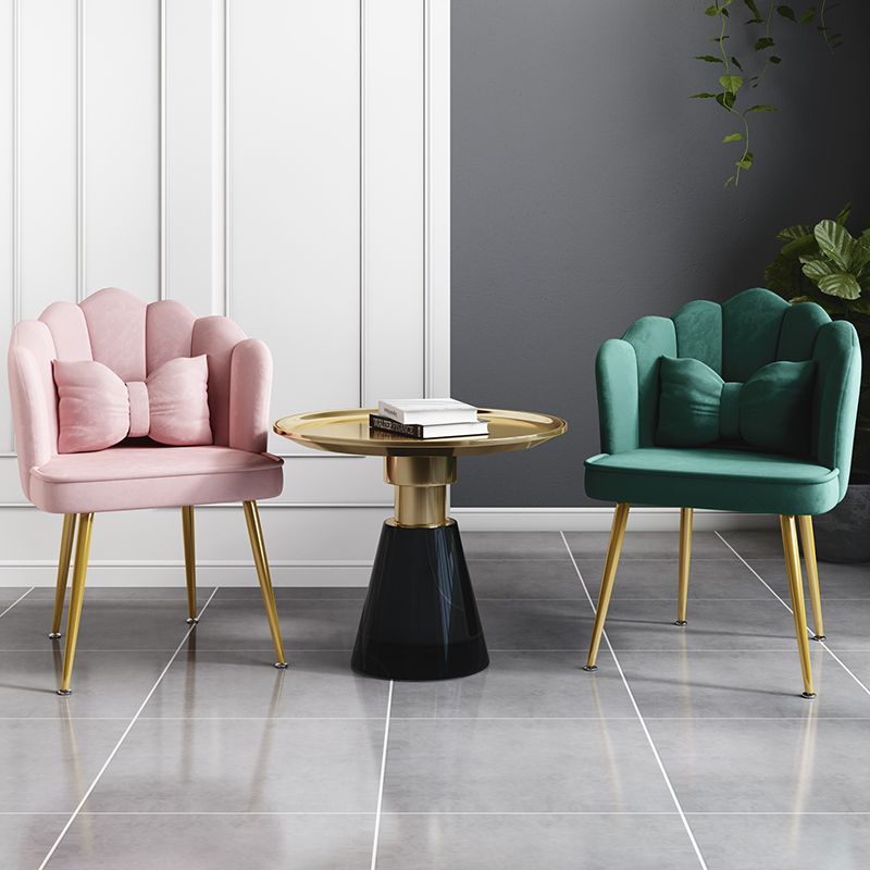 Glam Style 16.5'' Wide Dining Room Chair Solid Back Chair with 4 Metal Legs for Home Use