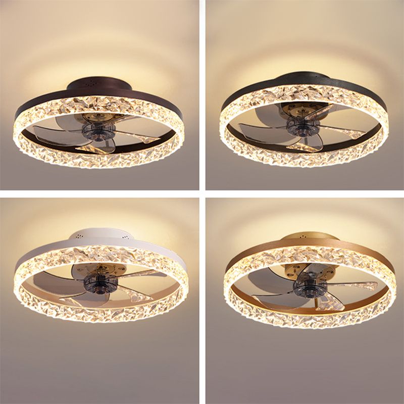 Modern Concise LED Ceiling Light Lacquered Iron Circular Ceiling Fans with Acrylic Shade