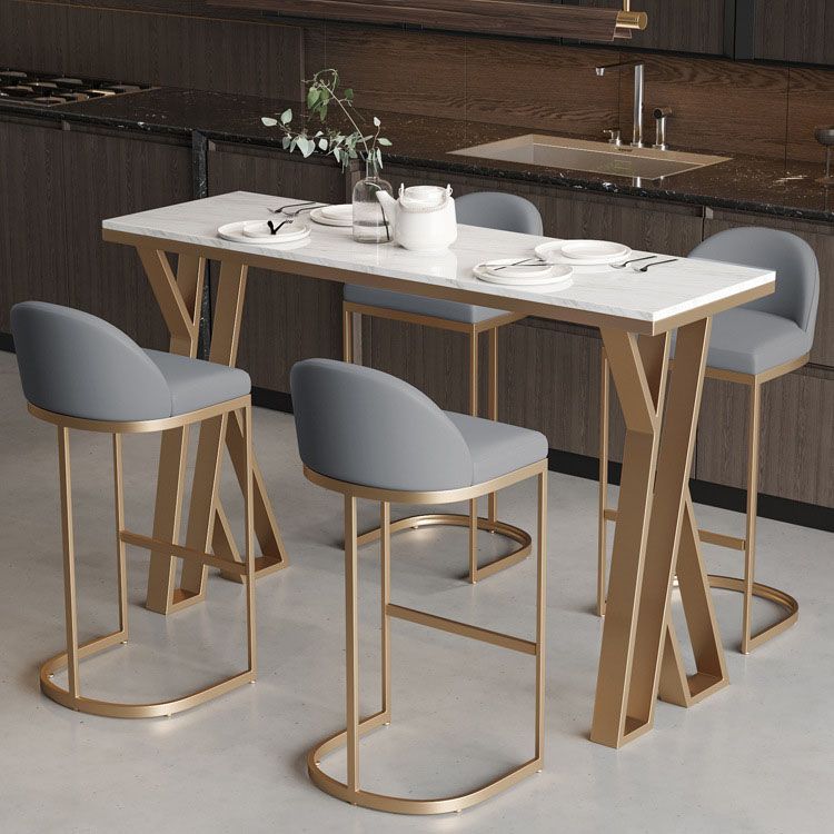 Glam Style Bar Table Set 1/2/5 Pieces Rectangle Bar Table with Metal High Stools for Home