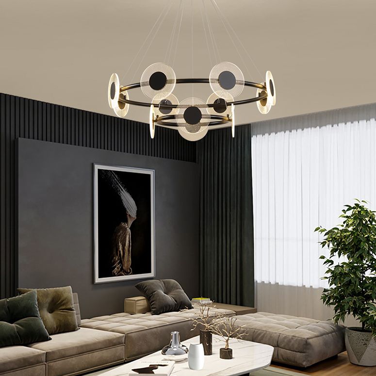 LED Circles Suspension Lamp Minimalistic Acrylic Living Room Chandelier Pendant Light