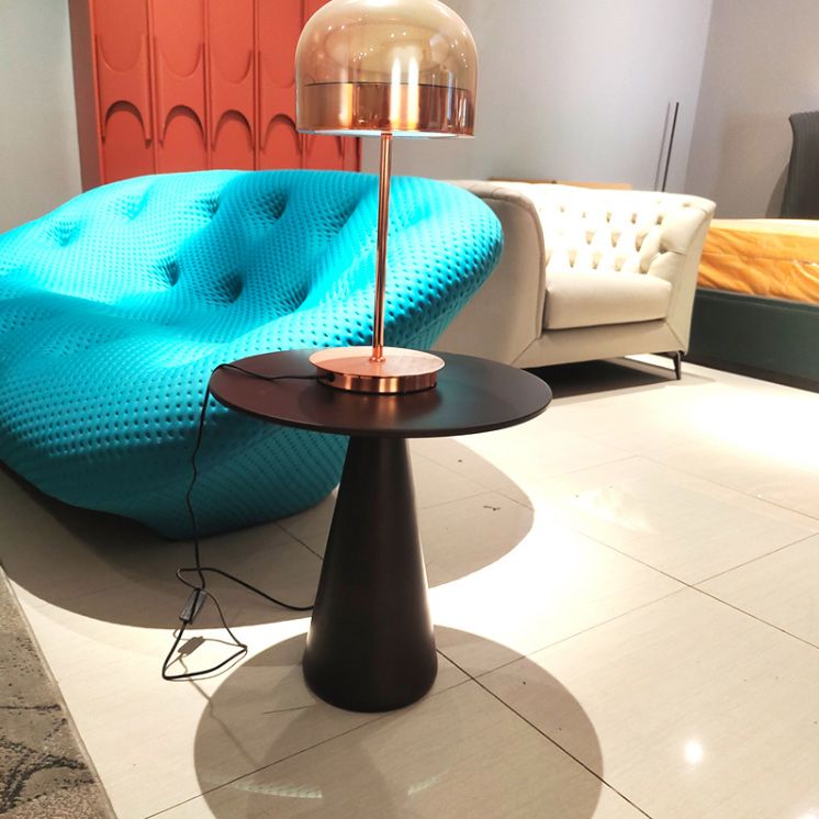 Round Pedestal Base Metal Table Medieval Modern Style Side Table