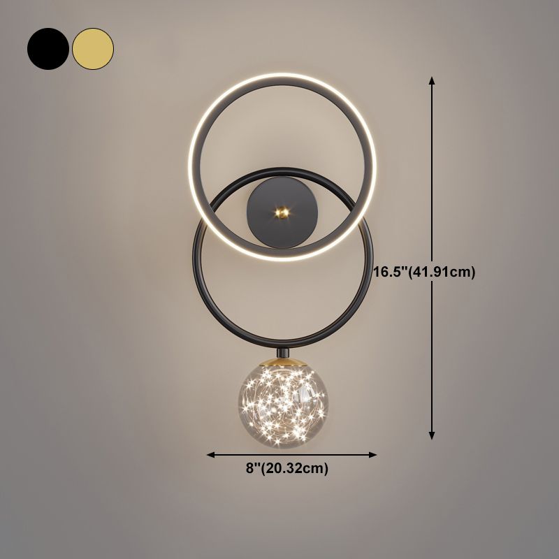 Glass Round Shape Wall Light Modern Style 2-Lights Wall Mount Light Fixture