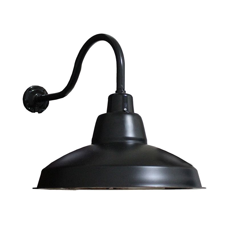 1 Kopfleuchter Lichtleuchte Vintage Schwarz Schmiedeeisenwandlicht mit Schwanenhalsarm für Veranda