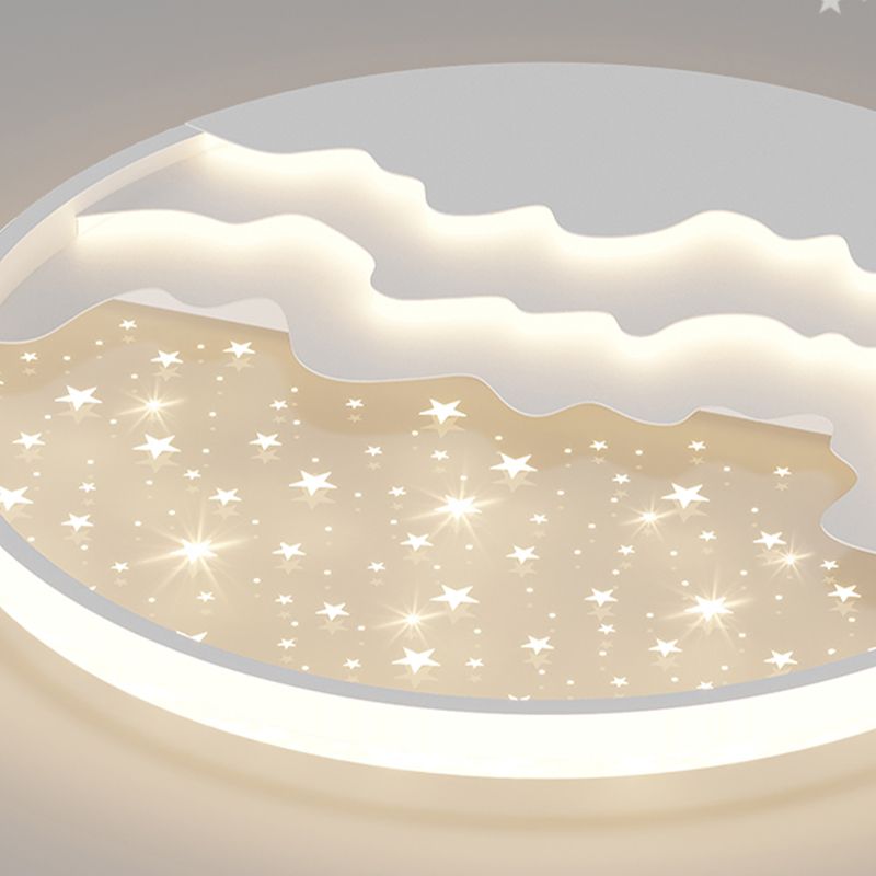 Luminaire de plafond encastré de style moderne à 1 ampoule à abat-jour rond en blanc