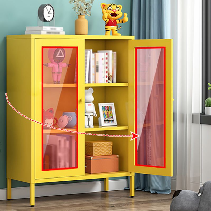 Steel Dining Room Sideboard Cabinet Modern Server Cabinet with Storage and Two Doors