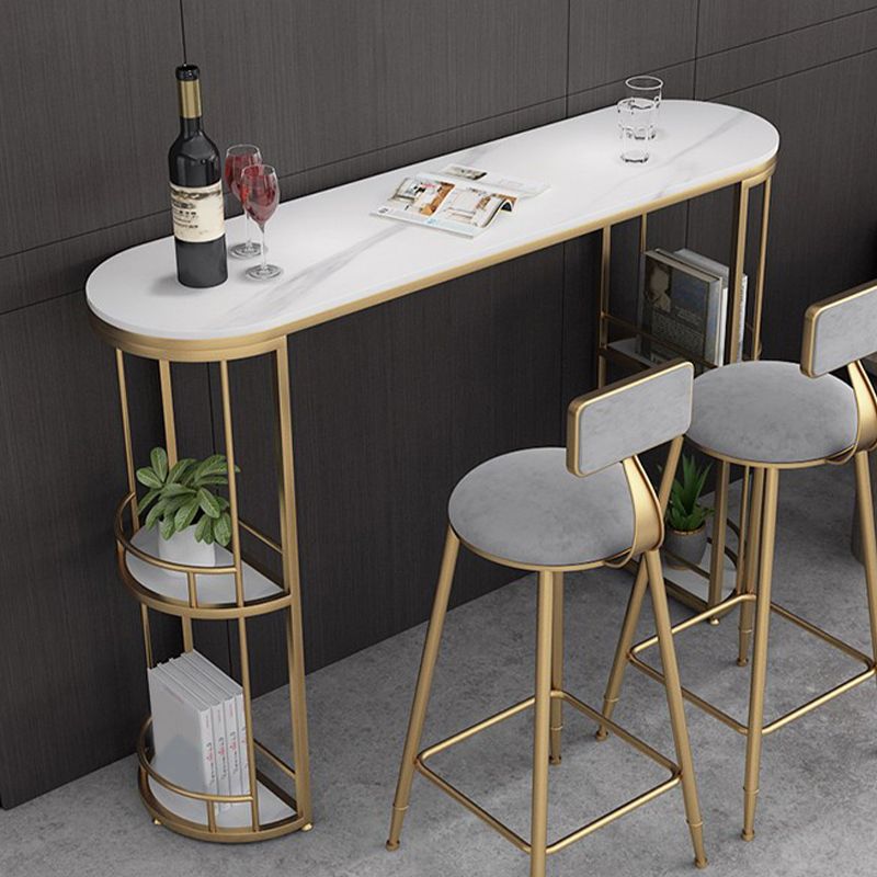 Modern Stone Ellipse Bar Table Storable Table for Living Room