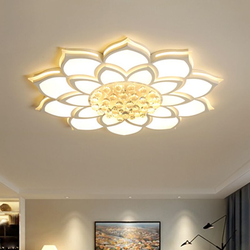 Lámpara de montaje empotrado con forma de flor blanca, cristal LED moderno cerca de la iluminación del techo