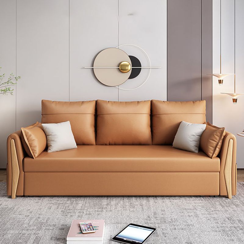 Faux leather Sleeper Sofa 30.70" Wide Scandinavian Sofa Bed with Detachable Mattress