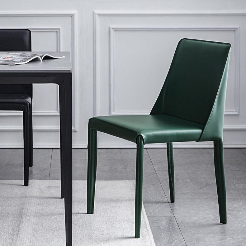 Contemporary Style Dining Chairs Armless Side Chair with Metal Legs