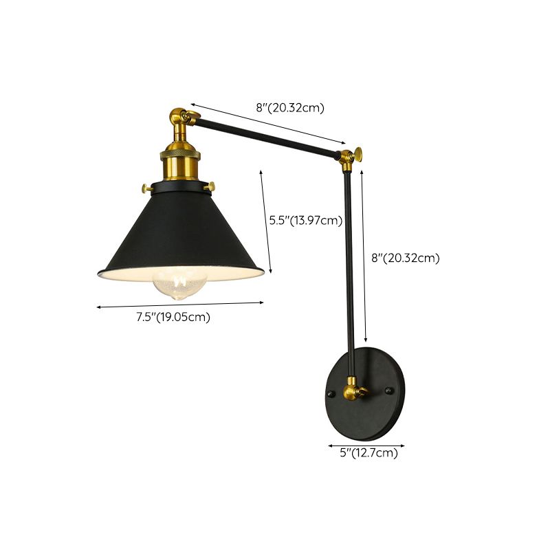 Black Single Contemporary Wall Mounted Sconce Iron Shaded Wall Light