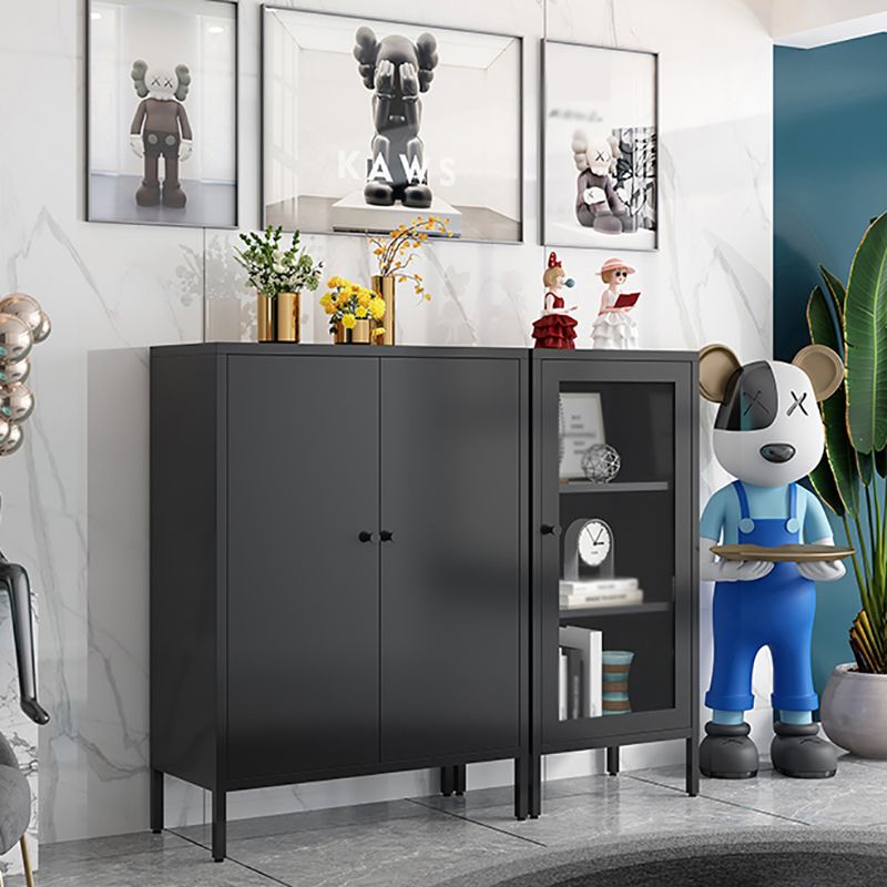 Steel Dining Room Sideboard Cabinet Modern Server Cabinet with Storage and Two Doors