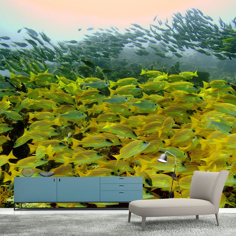 Decorative Wall Mural Fish Patterned Drawing Room Wall Mural