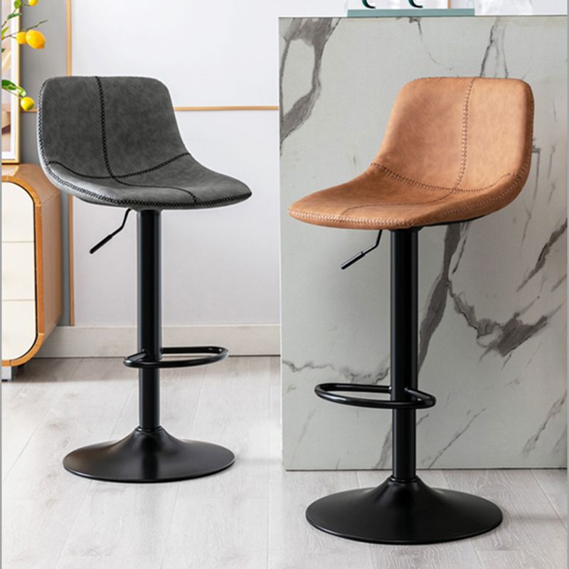Modern Leather Adjustable Height Barstool Indoor Bar Stool with Low Back