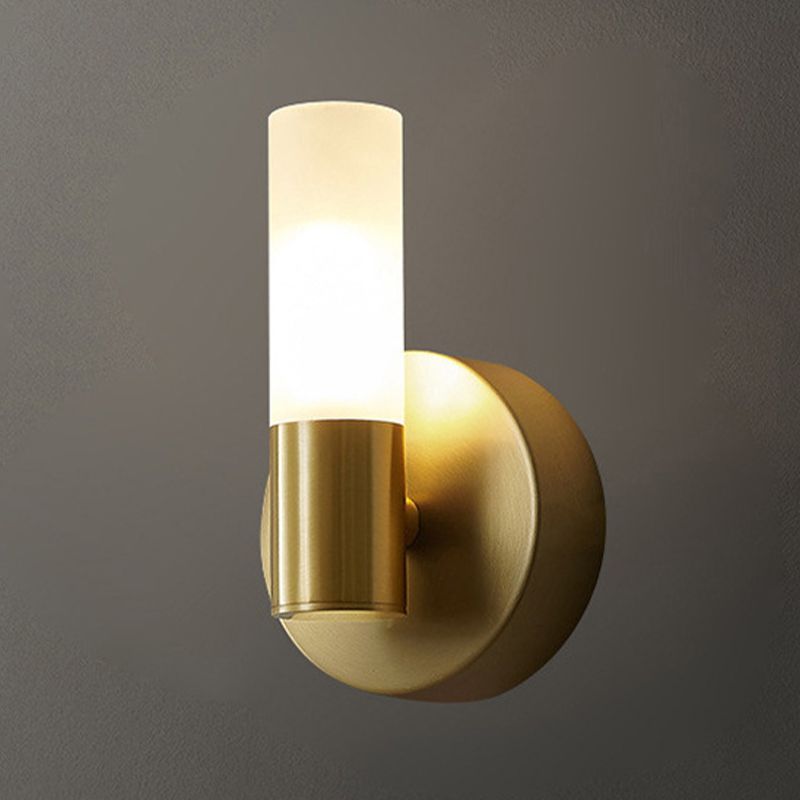 Post Modern Solid Bras Wall Sconce Acrylic Wall Lighting in Gold