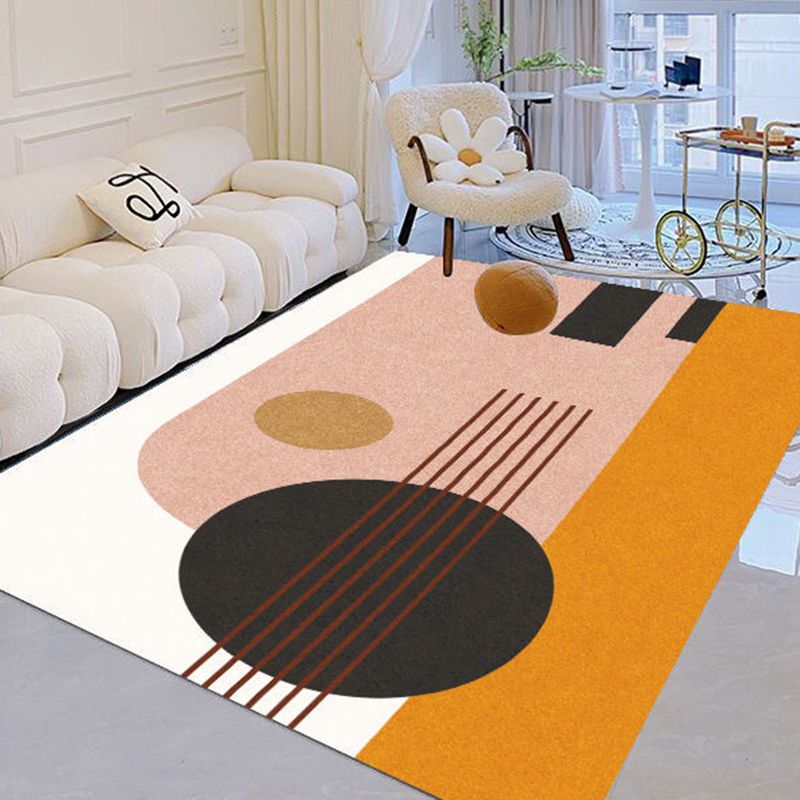 Green Graphic Rug Polyester Simple Rug Washable Area Rug for Living Room