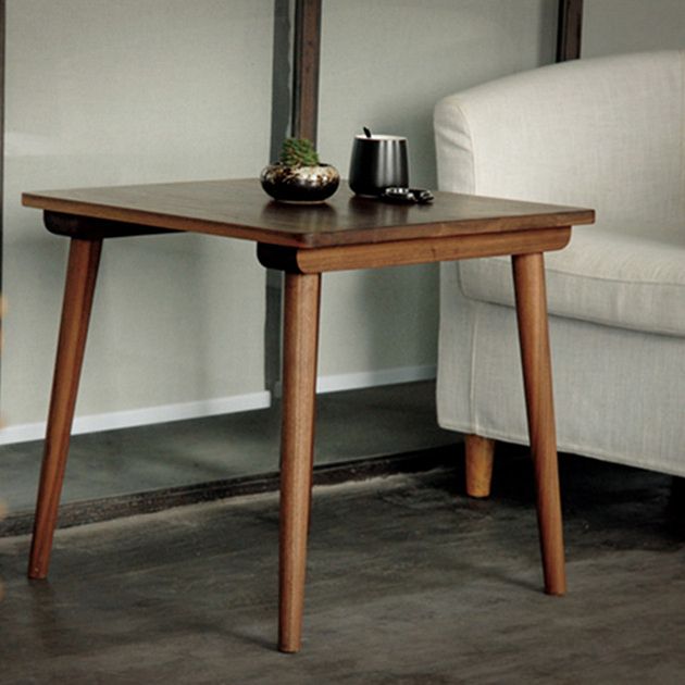 Mesa de comedor cuadrada de madera maciza en tono marrón, mesa industrial de 4 patas para comedor