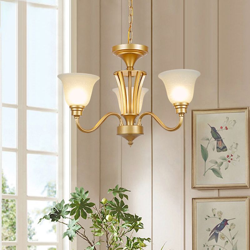 Sputnik Metal Chandelier Lighting Vintage 3/5/6 Bulbes Plafond salon Pendant en or avec nuance en verre blanche évasée