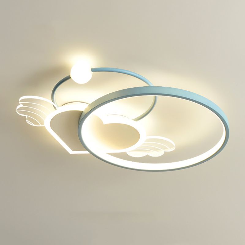 Circular Shape Flush Light Modern Style Metal 1 Light Flush Mount for Bedroom