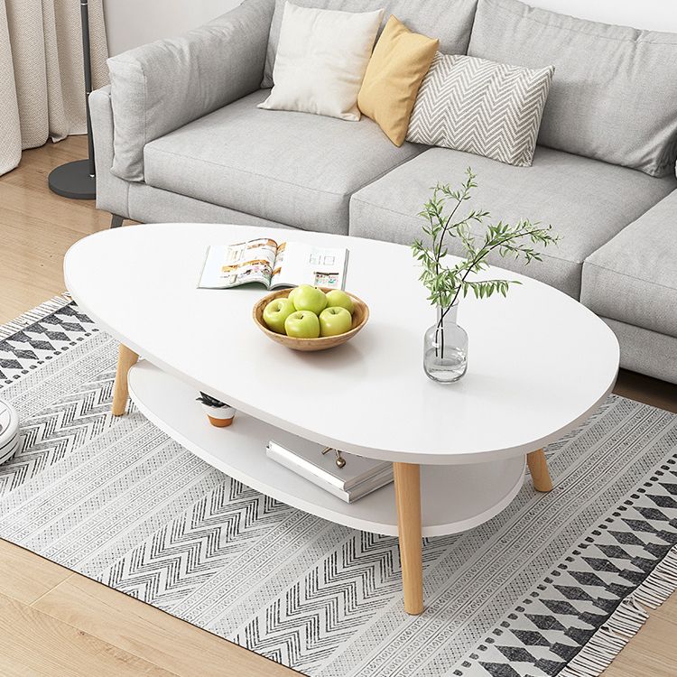 Minimalistic Single Coffee Table Wood Contemporary Cocktail Table with Shelf