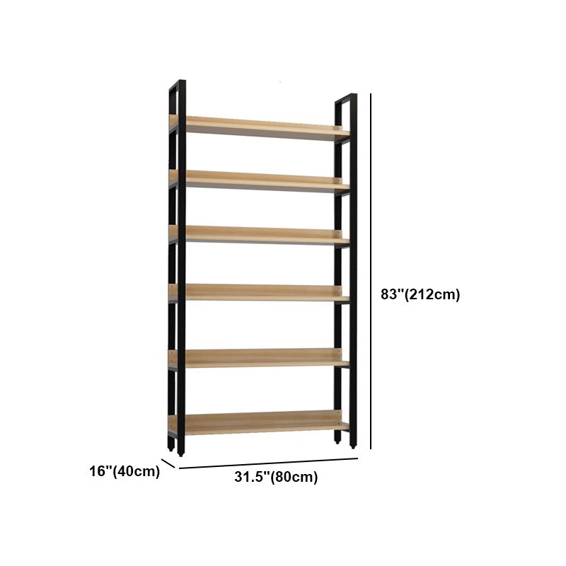 Vertical Industrial Etagere Bookshelf Steel Frame Solid Wood Shelf Bookshelf