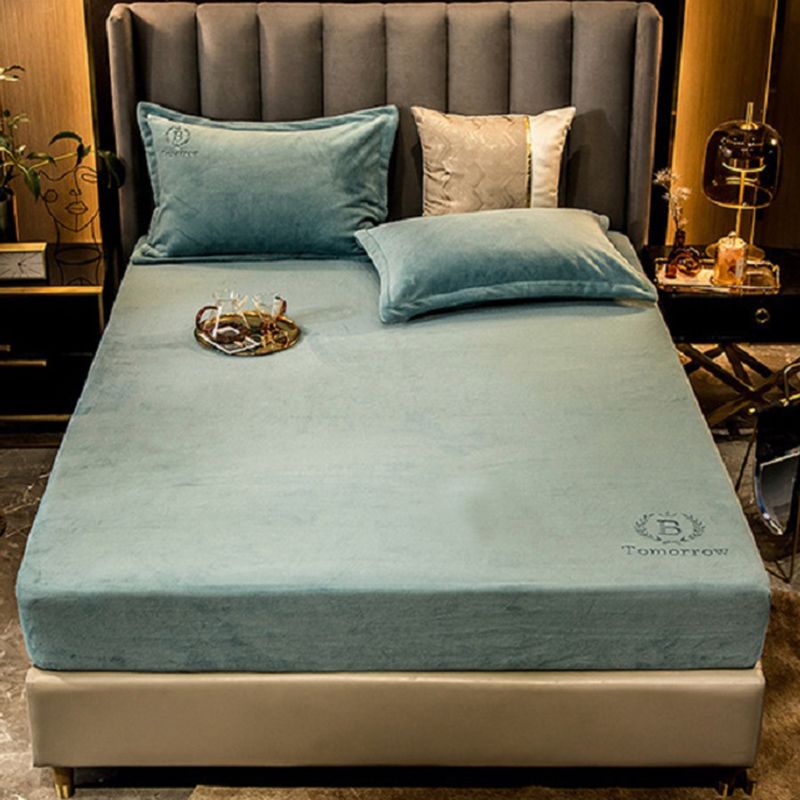 Soild Bed Sheet Set Flannel Super-soft Standard Fitted Sheet