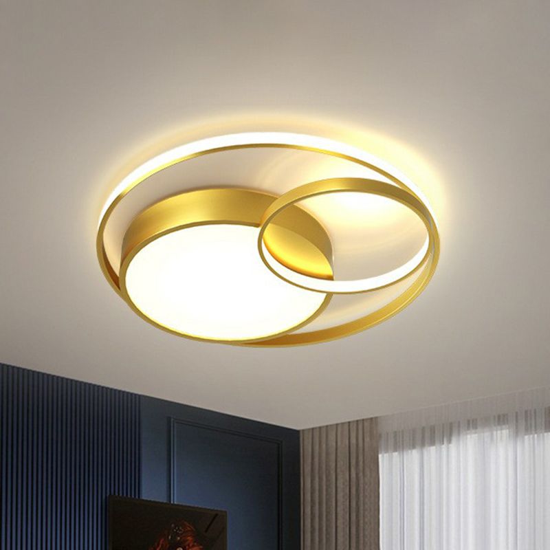 Gold Geometrical LED Flush Mount Modern Acrylic Flushmount Ceiling Light for Living Room