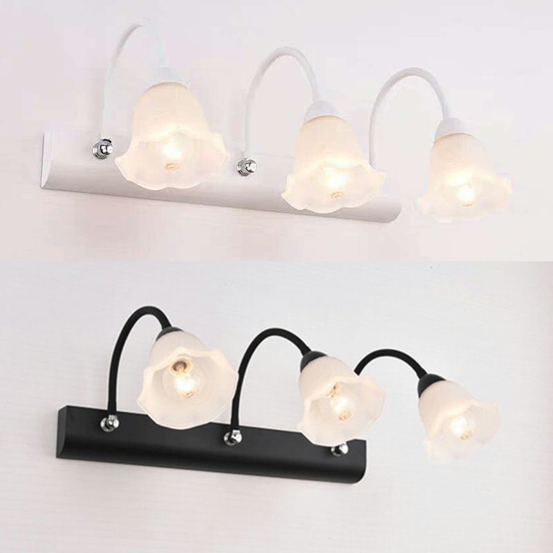 Traditional Simplicity Flower Vanity Sconce Lights Milk Glass Wall Mount Light Fixture