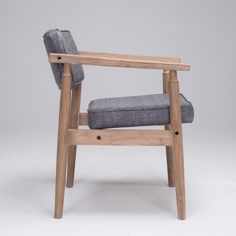 Country Style Indoor Arm Chair Open Back Wood Upholstered Dining Room Chair