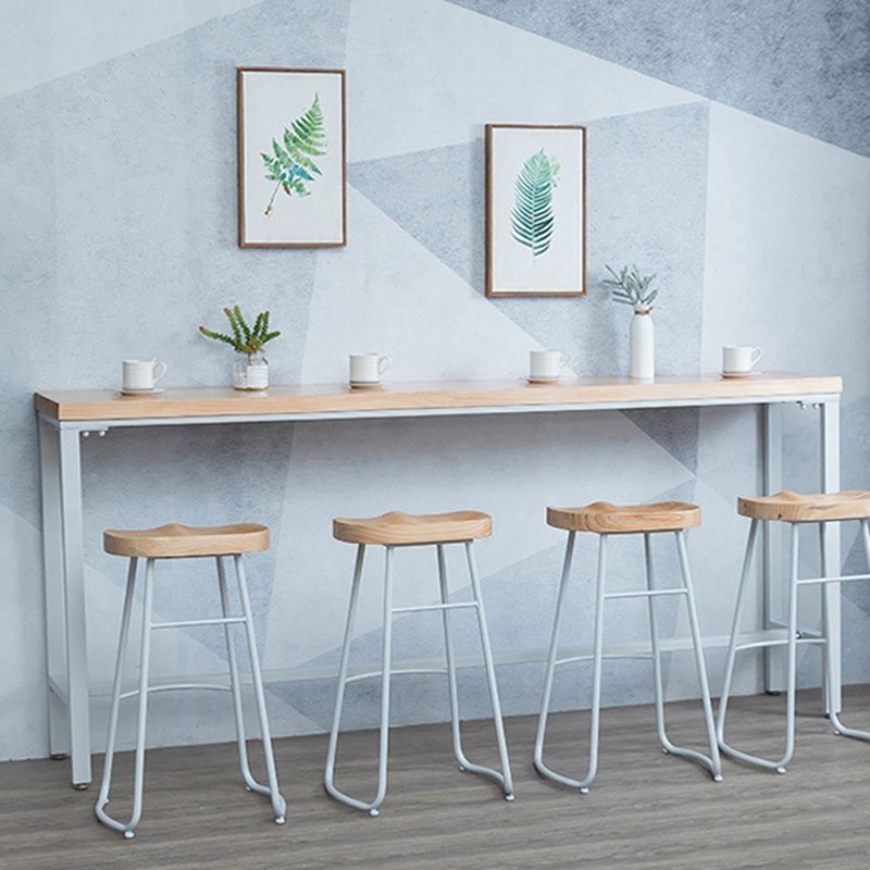 Modern Bar Height Table Solid Wood Top Bistro Bar Table with White Base