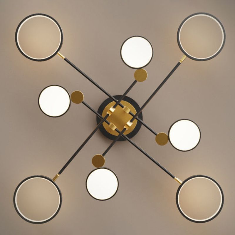 Candelabro de estilo metálico posmoderno, lámpara colgante Art Deco con anillo hueco de aluminio cepillado dorado para sala de estar