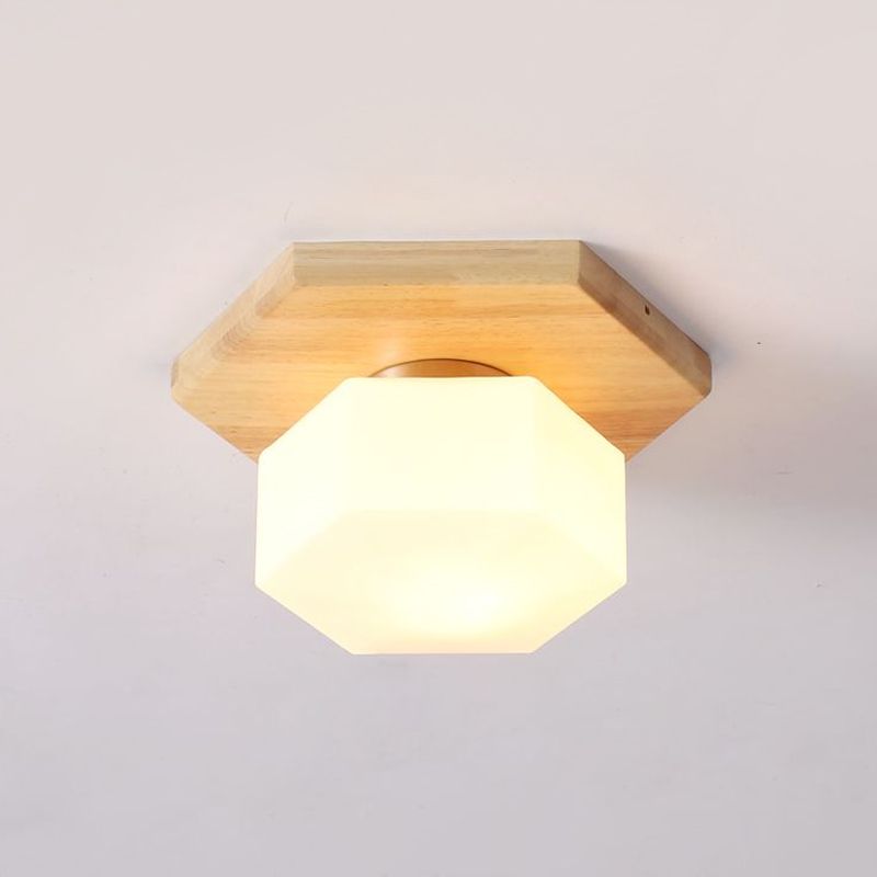 Geometric Flush Lighting Nordic Style Frosted Glass 1 Light Foyer Flush Mount Light