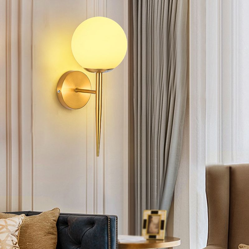 Modern Simple Vanity Light Ball Shape Vanity Lamp with Glass Shade for Bedroom