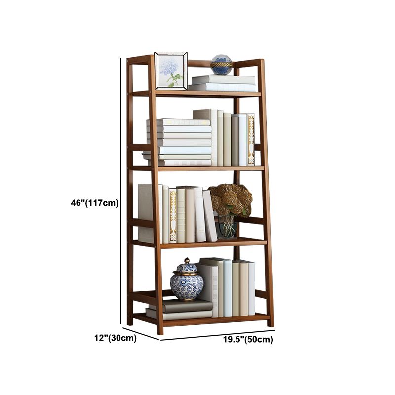 Contemporary Brown Bamboo Shelf Bookcase Open Bookcase for Study Room
