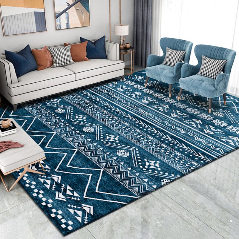 Mehrfarbiger ethnischer Print Teppich Polyester Antiquen Teppich nicht rutschfestem Innenteppich für die Heimdekoration